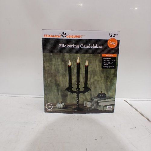 WAY TO CELEBRATE! FLICKERING LED CANDELABRA - 16.3" H, 6 AA - BLACK RED (MODEL: 85-470) image 2
