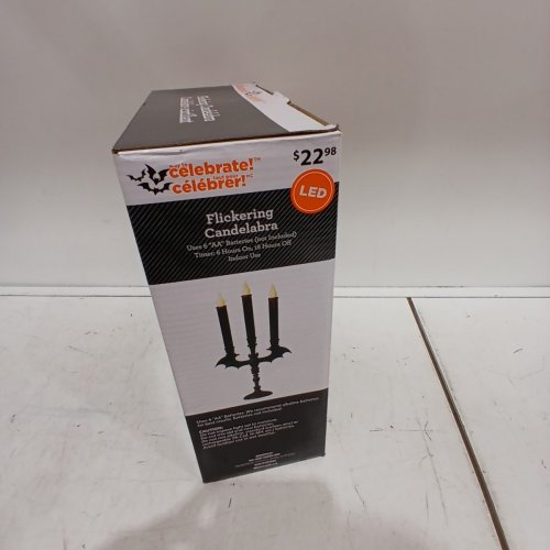 WAY TO CELEBRATE! FLICKERING LED CANDELABRA - 16.3" H, 6 AA - BLACK RED (MODEL: 85-470) image 3
