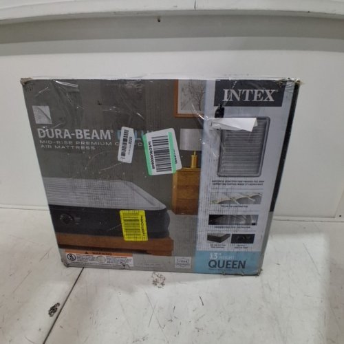 INTEX DURA-BEAM DELUXE SERIES SELF-INFLATABLE MATTRESS WITH INTERNAL PUMP - 13" HEIGHT - QUEEN - GREY image 4