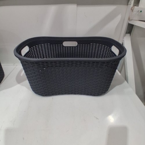 BATH CLIP PLASTIC WICKER LAUNDRY BASKET - 40 L - GREY image 2