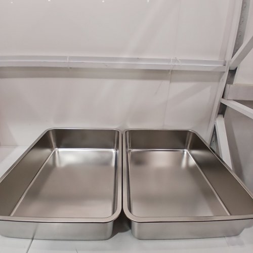 2PK AMAZONBASICS HIGH-SIDED METAL CAT LITTER BOX - LARGE / 18" X 28" - STAINLESS STEEL image 2