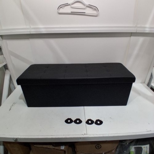 SONGMICS FOLDING STORAGE OTTOMAN/BENCH - 43" X 14" X 16" - BLACK image 2