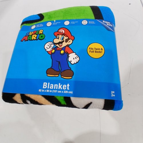 SUPER MARIO PLUSH MICRO RASCHEL BLANKET - 62" X 90" - MULTICOLOR image 2