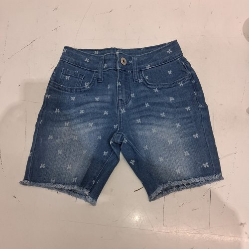 GIRLS' GEORGE BOW PRINT DENIM SHORTS - SIZE 8 - BLUE image 2