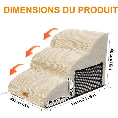3 STEPS HIGH DENSITY FOAM DOG STAIRS RAMP WITH REMOVABLE EASY TO CLEAN COVER - 16" X 23.6" X 16" - BEIGE (MODEL: 270172718) image 2