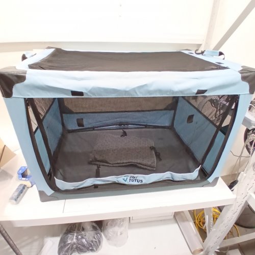JOYTUTUS PET PLAYPEN FOLDABLE DOG CRATE - BLUE AND BLACK image 2