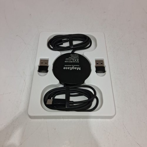 2PK MAGEASE MAGNETIC WIRELESS CHARGER - CHARGING PAD COMPATIBLE WITH IPHONE, AIRPODS 3/2/PRO, WITH USB-C CABLE AND USB-A CONVERTER -BLACK (MODEL: HYS07) image 2