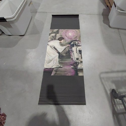 STAR WARS GRAPHIC PRINCESS LEIA & R2-D2 YOGA MAT - 2FT X 6FT - BLACK image 2