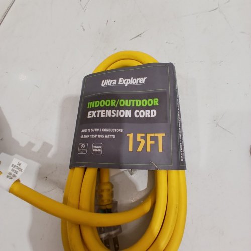 ULTRA EXPLORER INDOOR/OUTDOOR EXTENSION CORD - 15FT - 15 AMP, 12/3 SJTW - YELLOW (MODEL: E123W15ETY) image 4