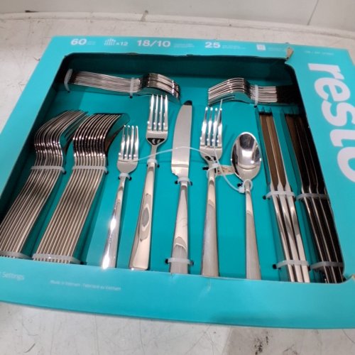 60PC GOURMET SETTINGS RESTO SILVERWARE COLLECTION SET DISHWASHER SAFE, SERVICE FOR 12 - POLISHED STAINLESS STEEL (MODEL: 1177820) image 3