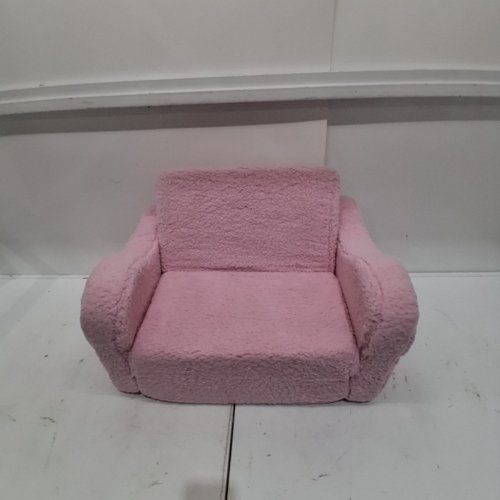 KIDS 2-IN-1 UPHOLSTERED FOLD-OUT SOFA BED - 24" X 17"- 41" - PINK image 2