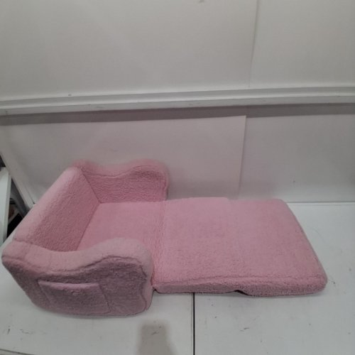 KIDS 2-IN-1 UPHOLSTERED FOLD-OUT SOFA BED - 24" X 17"- 41" - PINK image 3