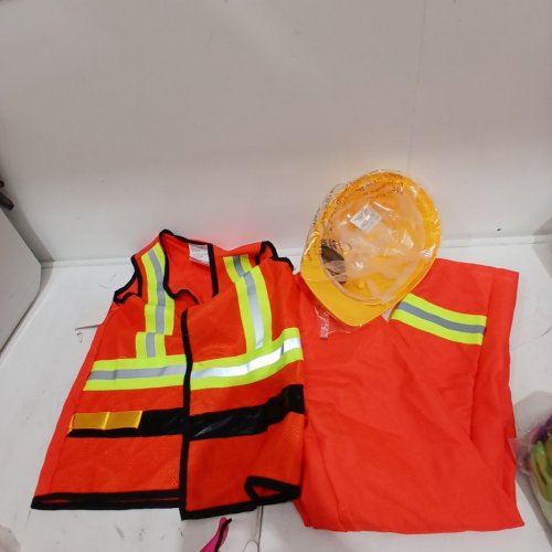 4PC BOYS PARTYHOLIC CONSTRUCTION WORKER COSTUME - MEDIUM (8-10) - ORANGE WITH REFLECTIVE STRIPES image 2