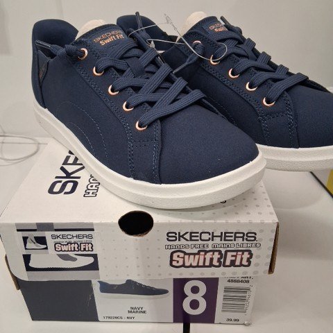 WOMEN'S SKECHERS SWIFT FIT SNEAKERS WITH FAUX LACES - SIZE 8 - NAVY (STYLE: 4888409) image 2