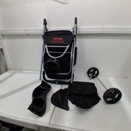 VEVOR 3 WHEEL PET STROLLER WITH CUP HOLDERS AND BRAKE - 35LB MAX - BLACK (MODEL: GS301) image 2