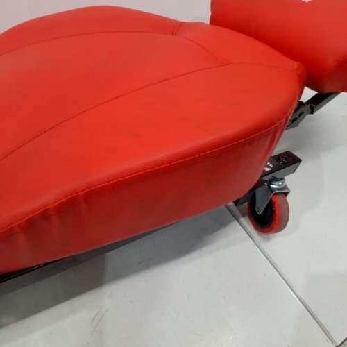 2-IN-1 PADDED AUTOMOTIVE MECHANIC CREEPER - 48.4" ADJUSTABLE BACKREST GARAGE CREEPER SEAT, 570LBS CAPACITY, 6 SWIVEL CASTERS - RED image 4
