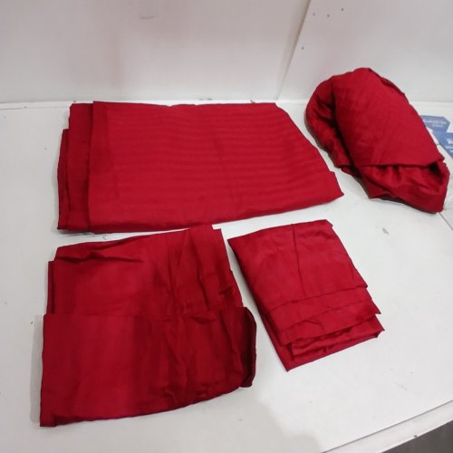 4PC DIFFERENT SHEETING COTTON BED SHEET SET - FULL - RED image 3