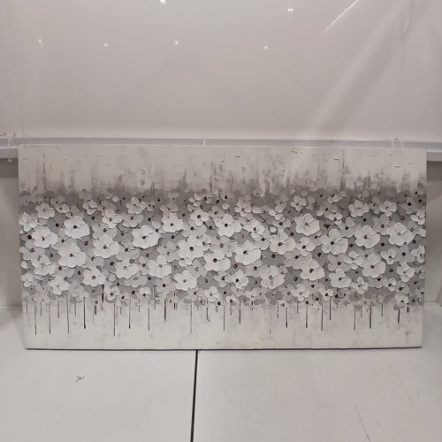 WHITE FLOWERS WALL ART CANVAS - 24" X 47" - WHITE image 2