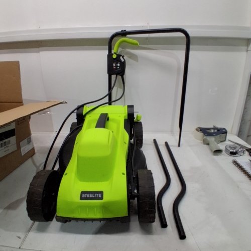 STEELITE CORDED ELECTRIC LAWN MOWER WITH 5-POSITION HEIGHT ADJUSTMENT-14"- 1300W WITH 30L GRASS COLLECTION BAG-GREEN/BLACK-(MODEL:DG596) image 2
