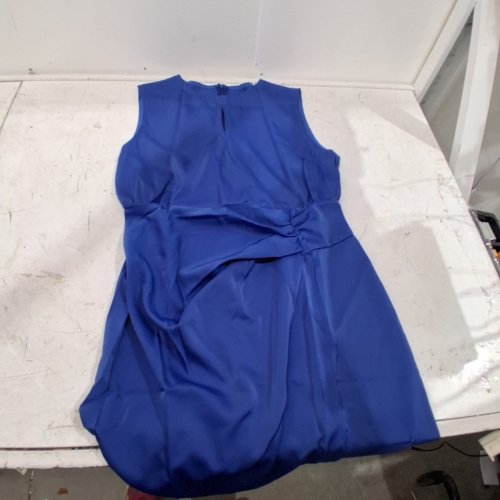 WOMAN'S SLEEVELESS A-LINE KEYHOLE NECKLINE RUCHED COCKTAIL DRESS - MEDIUM - ROYAL BLUE image 2