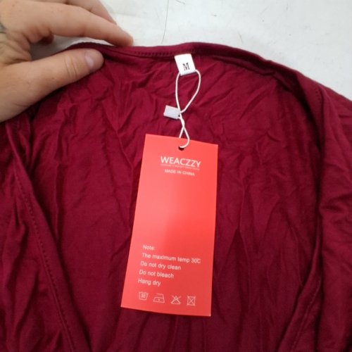 WOMEN'S WEACZZY SHORT SLEEVE V-NECK SUMMER DRESS - MEDIUM - WINE RED image 2