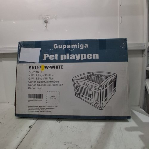 GUPAMIGA PLASTIC 4-PANEL PET PLAYPEN WITH FOLDABLE GATE DOOR - 33.5" X 33.5" - WHITE (MODEL: PPW-WHITE) image 5