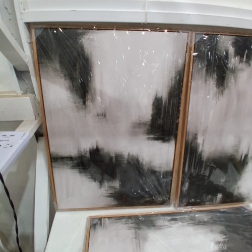 3PC NINEASO ABSTRACT FRAMED CANVAS WALL ART - 19.7'' X 27.5'' - BLACK/WHITE image 4