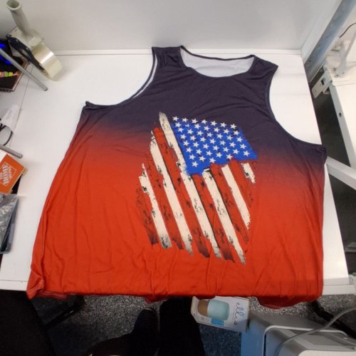 MENS PATRIOTIC AMERICAN FLAG TANK TOP - 6XL - RED/WHITE/BLUE image 3