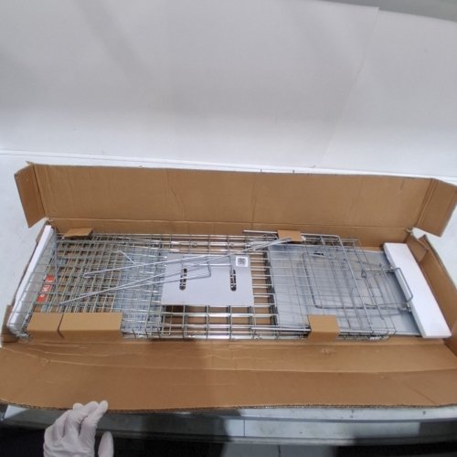 VEVOR FOLDING HUMANE LIVE ANIMAL CAGE TRAP - 42" X 16" X 18" - GALVANIZED IRON (MODEL: LB-33A) image 2