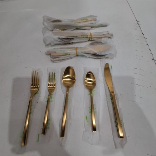20PC POTTERY BARN LUNA FLATWARE SET - BRUSHED GOLD image 3