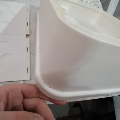 TOP ENTRY CAT LITTER BOX WITH FRONT DOOR AND LITTER TRAY - 16" X 14" - CREAM image 3