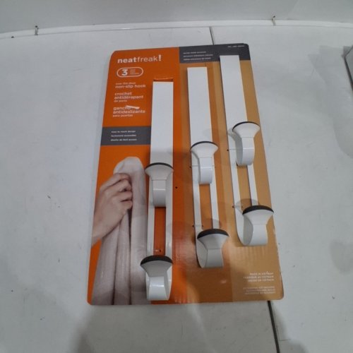 3PK NEATFREAK! OVER-THE-DOOR NON-SLIP HOOKS - WHITE/GREY (MODEL: 1993761) image 2