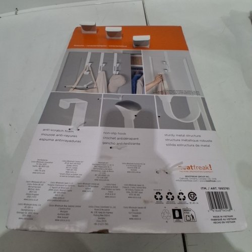 3PK NEATFREAK! OVER-THE-DOOR NON-SLIP HOOKS - WHITE/GREY (MODEL: 1993761) image 3