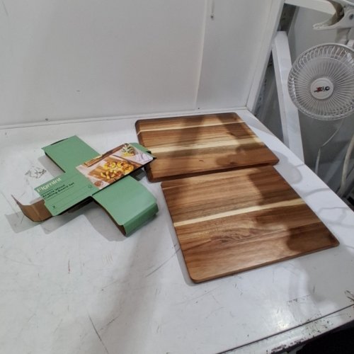 2PC FIGMINT REVERSIBLE ACACIA WOOD CUTTING BOARD SET - 10" /12" - - NATURAL image 3