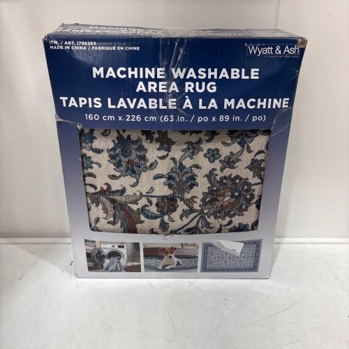 WYATT & ASH MACHINE WASHABLE AREA RUG - 63" X 89" - ESTELLA BLUE image 4
