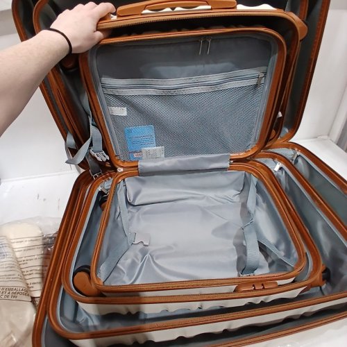6PC LONG VACATION HARD-SIDE LUGGAGE SET - WHITE/BROWN (MODEL: LUGGAGELV402) image 5