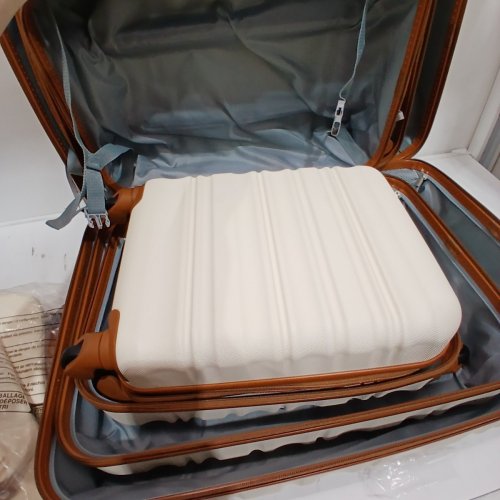 6PC LONG VACATION HARD-SIDE LUGGAGE SET - WHITE/BROWN (MODEL: LUGGAGELV402) image 6