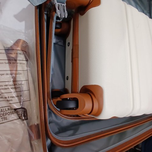 6PC LONG VACATION HARD-SIDE LUGGAGE SET - WHITE/BROWN (MODEL: LUGGAGELV402) image 7