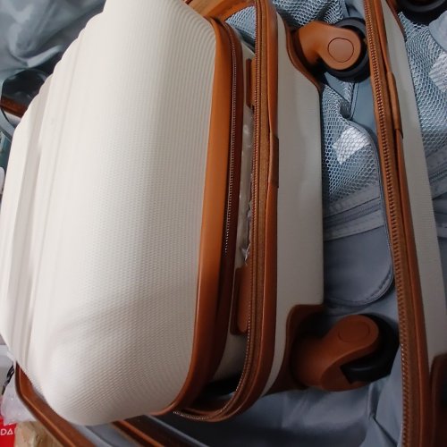 6PC LONG VACATION HARD-SIDE LUGGAGE SET - WHITE/BROWN (MODEL: LUGGAGELV402) image 8