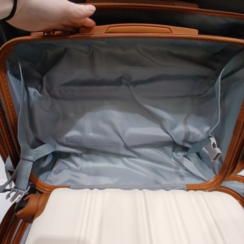 6PC LONG VACATION HARD-SIDE LUGGAGE SET - WHITE/BROWN (MODEL: LUGGAGELV402) image 9