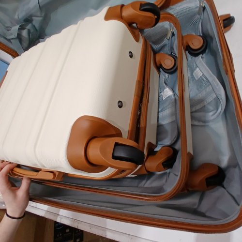 6PC LONG VACATION HARD-SIDE LUGGAGE SET - WHITE/BROWN (MODEL: LUGGAGELV402) image 11