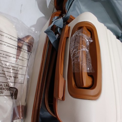 6PC LONG VACATION HARD-SIDE LUGGAGE SET - WHITE/BROWN (MODEL: LUGGAGELV402) image 12
