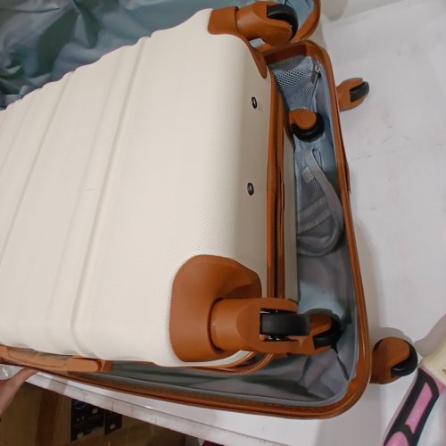 6PC LONG VACATION HARD-SIDE LUGGAGE SET - WHITE/BROWN (MODEL: LUGGAGELV402) image 15