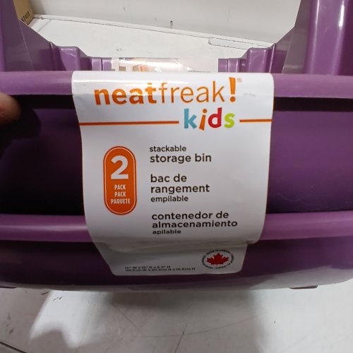 2PK NEATFREAK! KIDS STACKABLE STORAGE BINS - 15" X 12.5" X 7.5" - PURPLE image 2