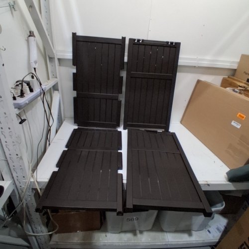SUNCAST TRASH HIDEAWAY REFUSE CONTAINER - DECORATIVE SHIPLAP PATTERN - 33 GAL - DARK BROWN (MODEL: GH1732J) image 3