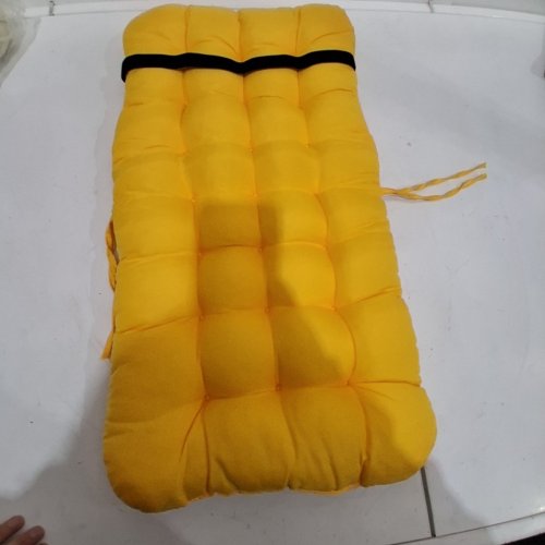 TUFTED KIDS CHAIR CUSHION - 26" X 12" - MUSTARD YELLOW image 2