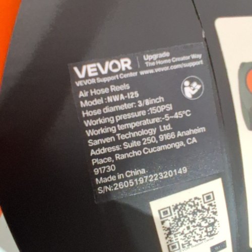 VEVOR RETRACTABLE AIR HOSE REEL -80FT - ORANGE/BLACK image 7