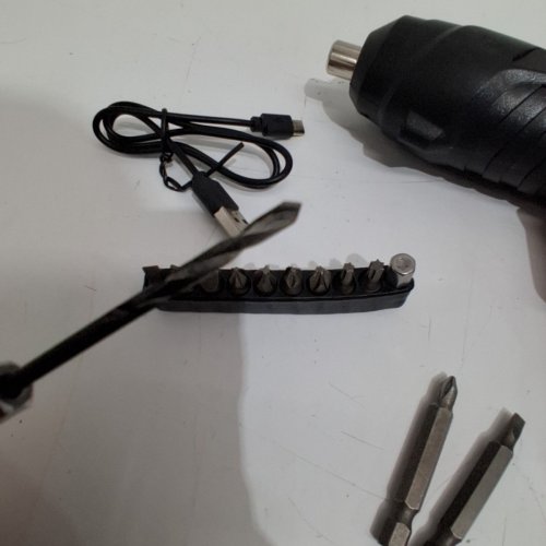 CORDLESS ELECTRIC MINI SCREWDRIVER DRILL SET - 220 V - BLACK/BLACK image 4