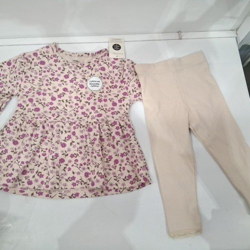 2PC GIRL'S GEORGE TOP AND LEGGINGS SET - 12-18M - PINK FLORAL/BEIGE (STYLE: GRF66023IG) image 2