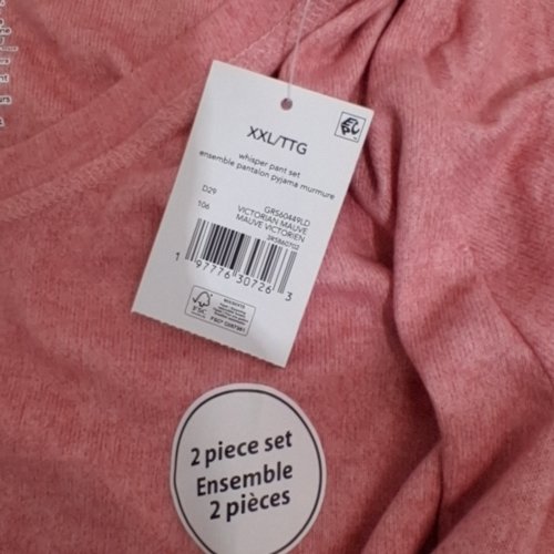 2PC WOMEN'S GEORGE PAJAMA SET - XXL - PINK/WHITE (STYLE: GRS60449LD) image 2